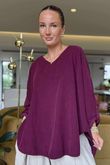 Made in Italy Cooper Needlecord Scoop Dip Back Top Beetroot